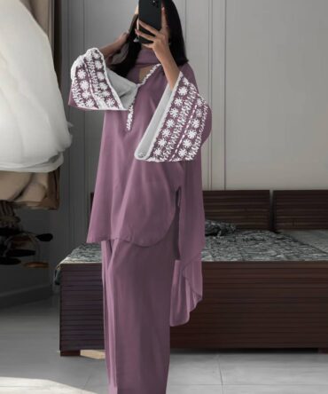 Pehnava Style Natural Satin With Embroidery Work Top Farshi Palazzo & Dupatta