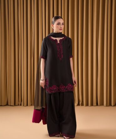 Pehnava Style Pure Natural Crepe With Bidas Val Moti & Embroidery Kurtie Farshi Palazzo & Duppatta