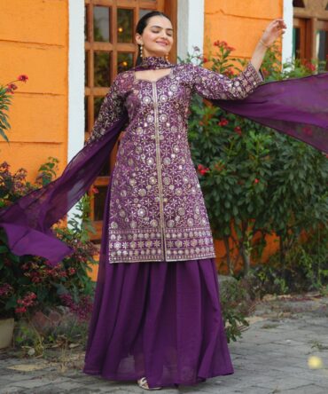 Pehnava Style Tepeta Silk With Fusing Embroidery Work Kurtie Sharara & Duppatta