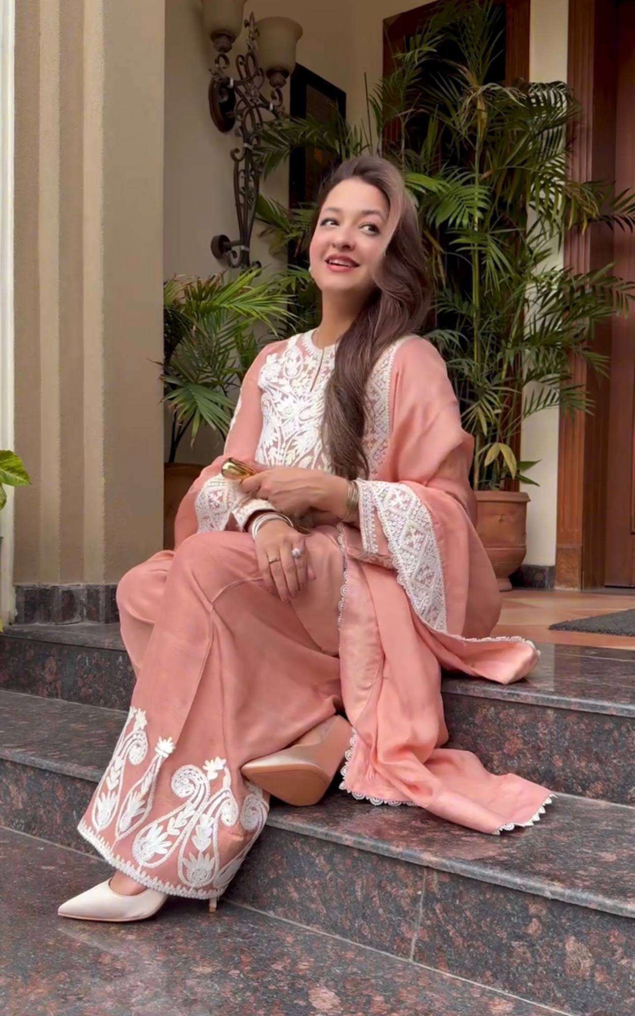 Pehnava Style Pure Dull Satin Silk With Embroidery Work Kurtie Palazzo And Duppatta - Image 6