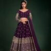 Pehnava Style Wine Georgette Semi Stitched Lehenga