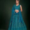 Pehnava Style Blue Georgette Semi Stitched Lehenga