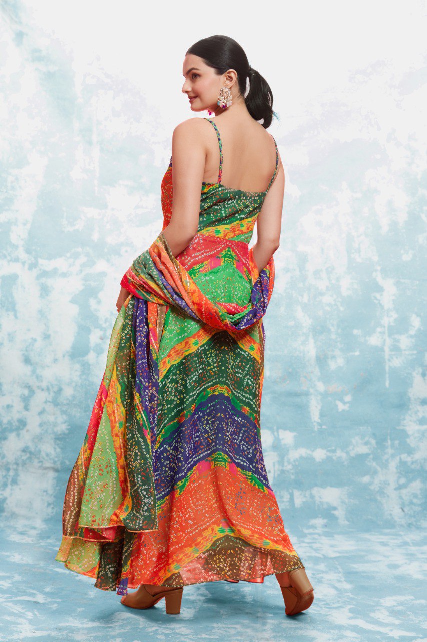 Pehnava Style Multicolor Georgette Gown - Image 4