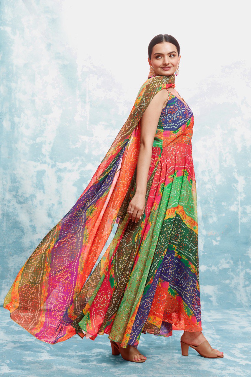 Pehnava Style Multicolor Georgette Gown
