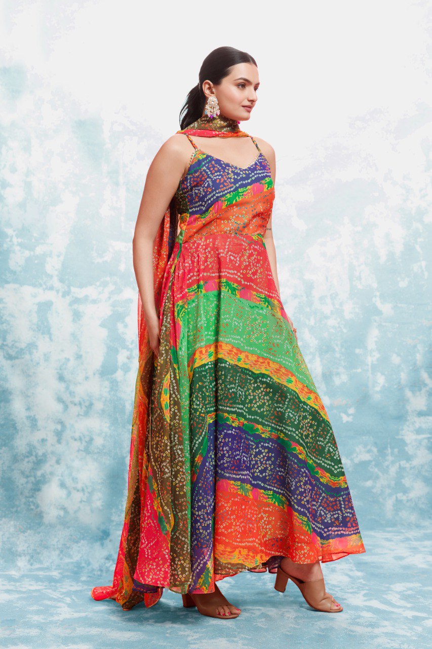 Pehnava Style Multicolor Georgette Gown - Image 6