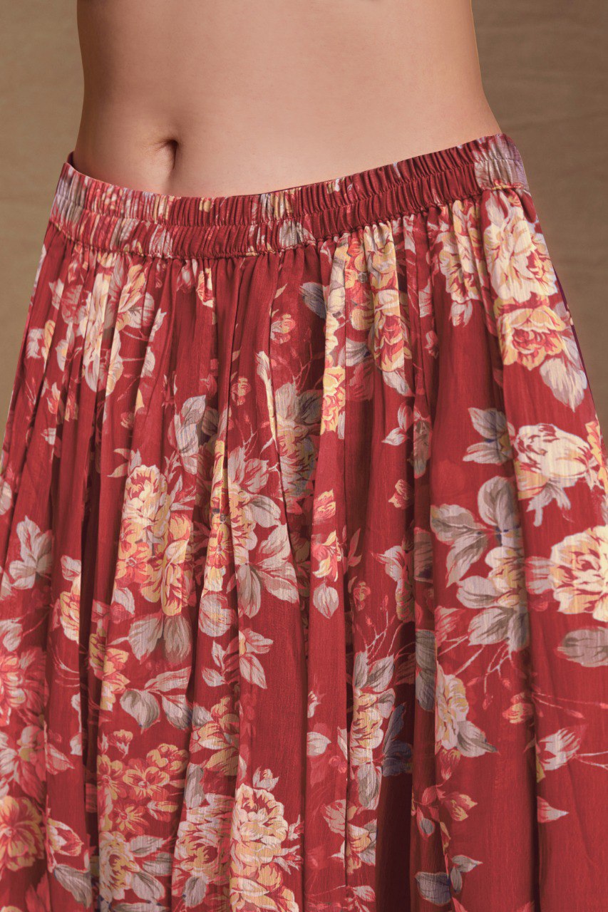 Pehnava Style Printed Zari Embrodered Chiffon Gown - Image 3