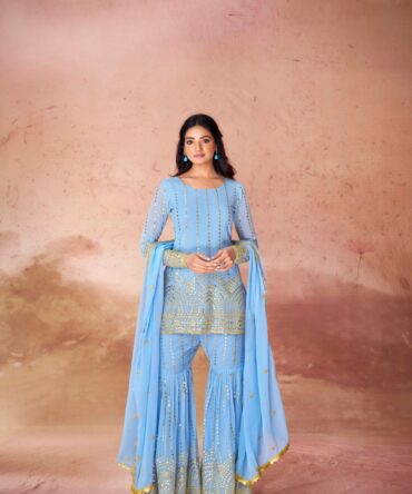 Pehnava Style Sky Georgette sharara