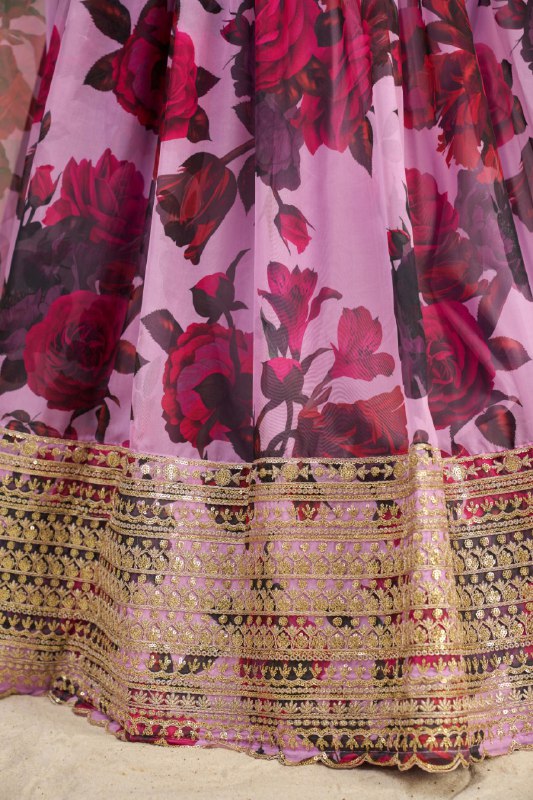 Pehnava Style Organza Embroidered Lehenga - Image 7