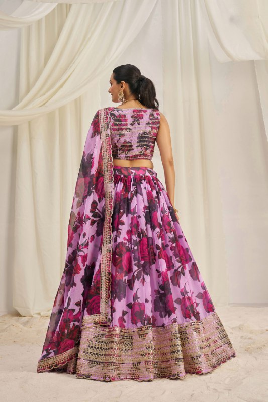Pehnava Style Organza Embroidered Lehenga - Image 6