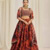 Pehnava Style Organza Embroidered Lehenga