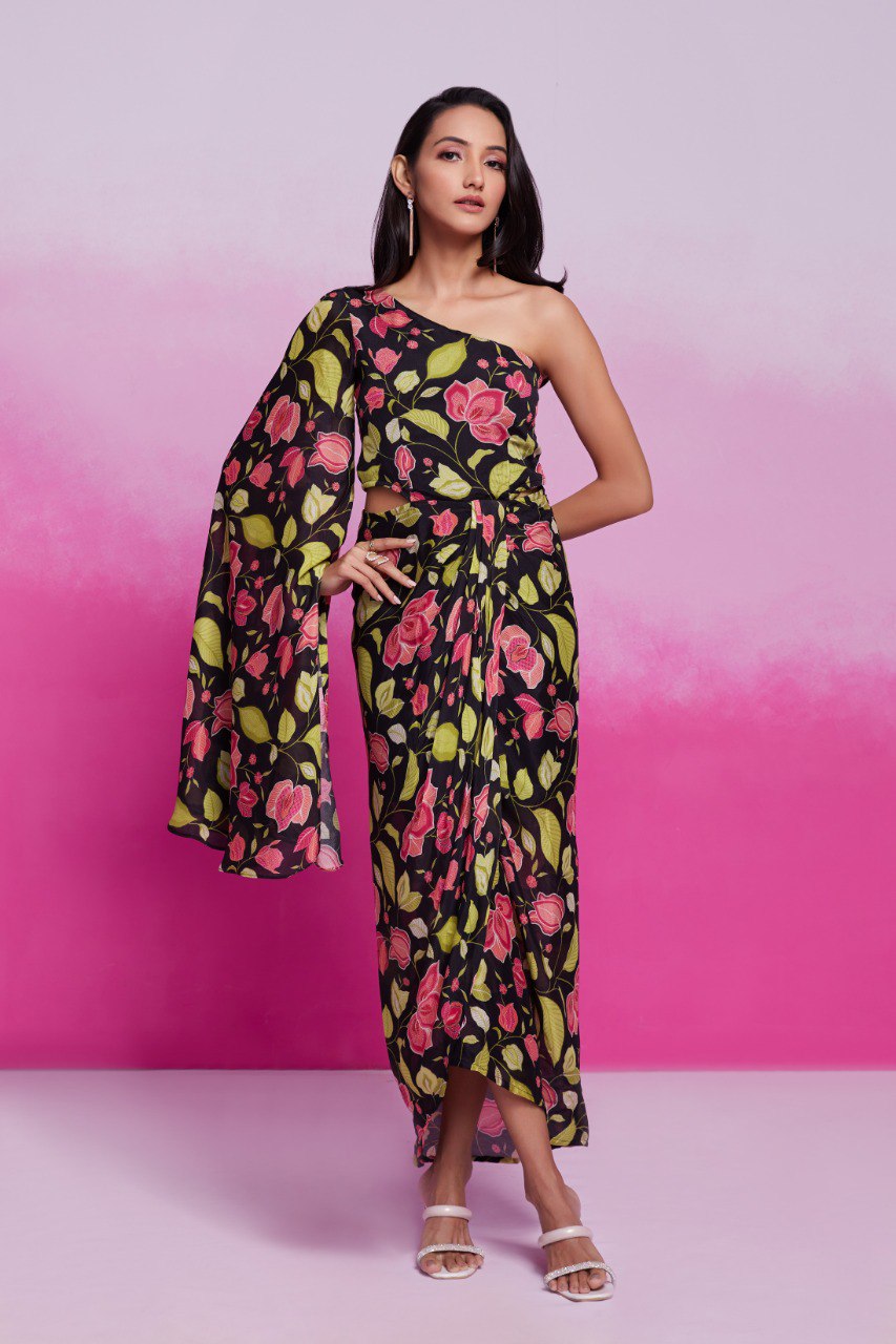 Pehnava Style Organza Printed Handword Gown - Image 6