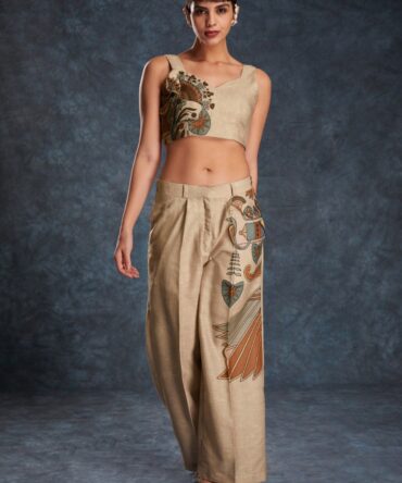 Pehnava Style Brown Linen Printed Co-Ord Set