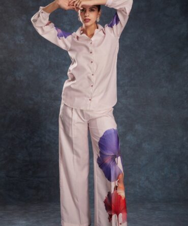 Pehnava Style Light Pink Linen Printed Co-Ord Set