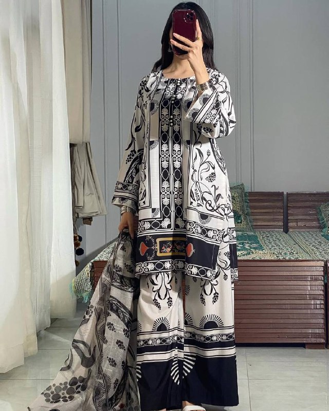 Pehnava Style Pure Natural Crepe With Digital Print Co-Ord Set - Image 2