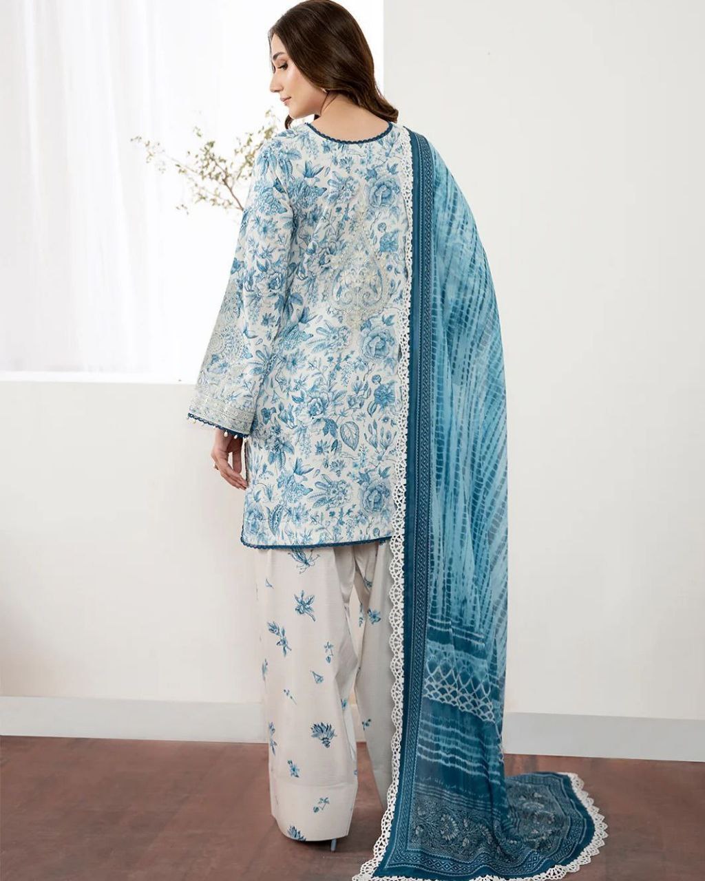 Pehnava Style Pure Natural Crepe With Digital Print Embroidery Work Kurtie Farshi Palazzo With Duppatta - Image 5