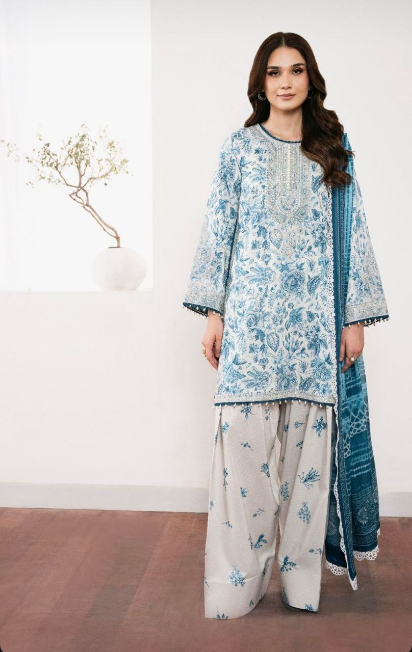 Pehnava Style Pure Natural Crepe With Digital Print Embroidery Work Kurtie Farshi Palazzo With Duppatta