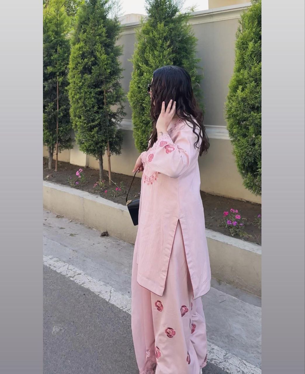 Pehnava Style Pure Natural Crepe Embroidery Work Top Farshi Palazzo With Duppatta - Image 6