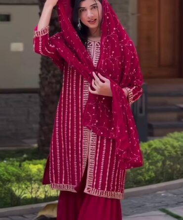 Pink Kurtie Sharara With Duppatta