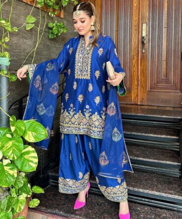 PRESENTING NEW KURTI-PLAZZO SET IN CHINON SILK  WITH BEAUTIFUL SEQUINS EMBROIDERY WORK