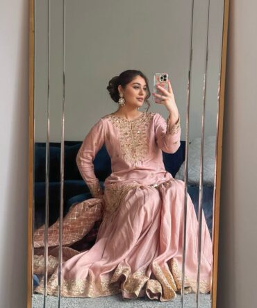 Pehnava Style Chinon Silk Embroidery Work Sharara